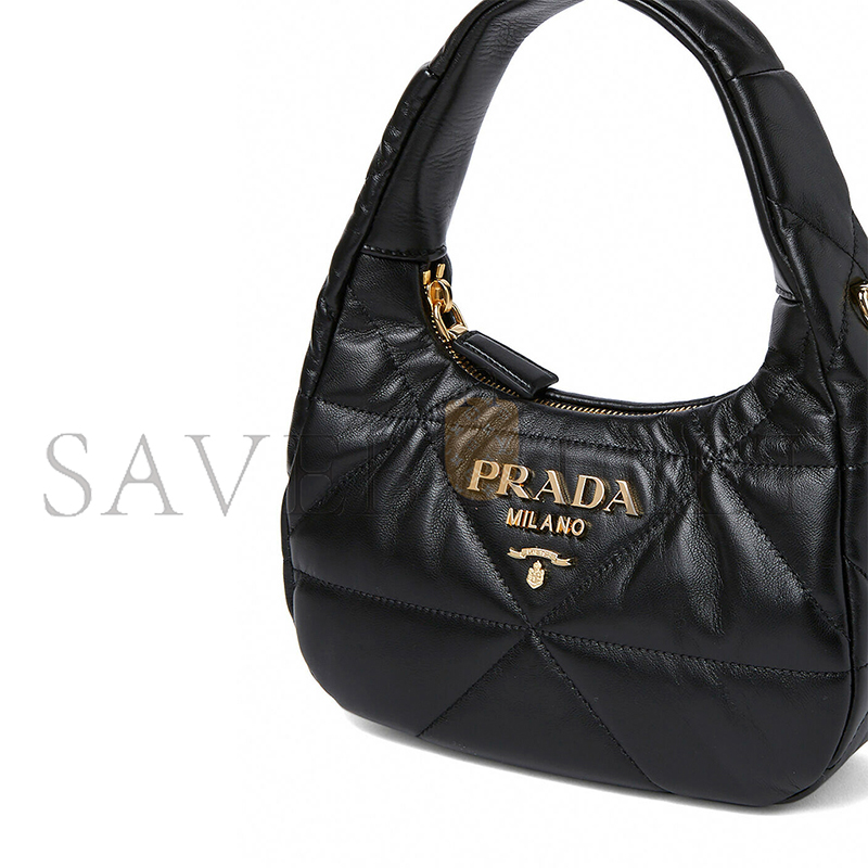 PRADA MINI QUILTED STITCH SHOULDER BAG IN BLACK 1BA384 (21*12.5*6.5cm)
